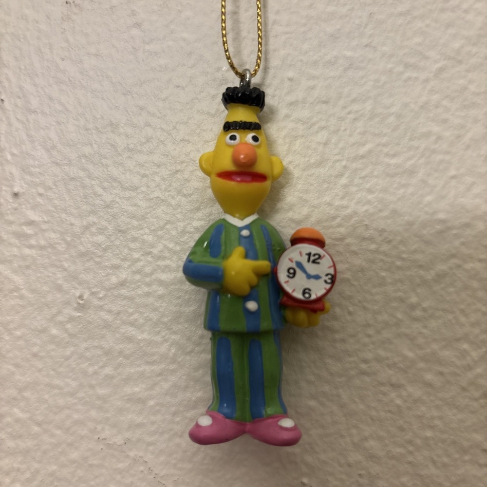 Ornament Bert Holding Clock Sesame Street Vintage 80's Figure Figurine 2" #3